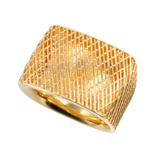 Anel Ouro 18k Quadrado Tramado